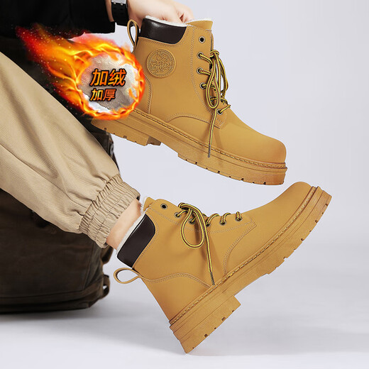Huili Мужские ботинки Martin Boots осень и зимние мужские флисовые походные снежные ботинки теплые рабочие хлопковые обувь хаки 39