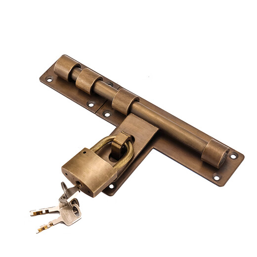 Copper bolt Chinese antique door bolt thickened old-fashioned door wooden door exposed door buckle door latch door lock bronze 25CM lock