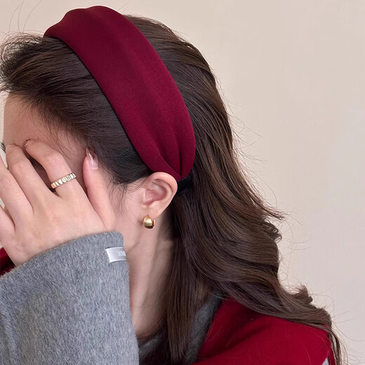 Zhuo Keke Hairband Women's Wide Side High Skull 2025 New Simple Face Wash High-end Hair Cave Hairpin Headband Outer Hair Accessory Red