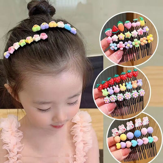 Haiyiduo children's hair comb girls bangs sorting broken hair artifact cartoon hair accessories comb hair fixer summer hairpin for women candy color comb 5 pieces