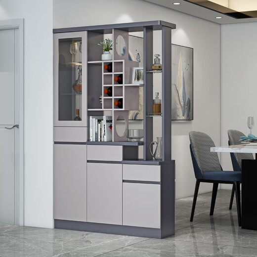 
Zhen Yiju Light luxury living room entrance entrance entrance cabinet screen partition cabinet modern simple double-sided foyer cabinet shoe cabinet integrated wine cabinet A light gray 687#1.5 meters long
