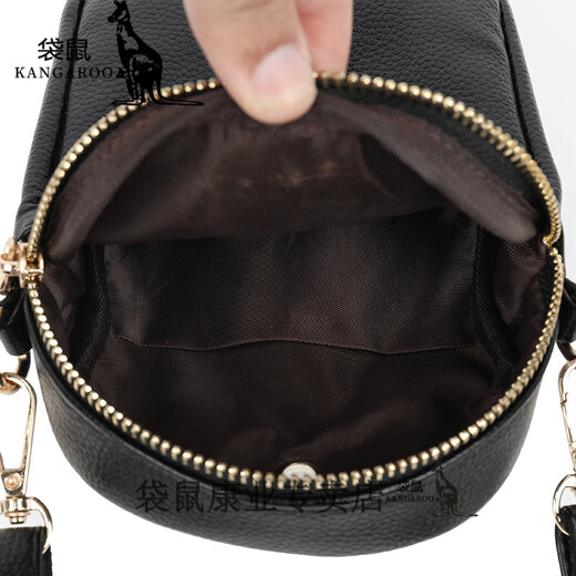 Kangaroo 2024 Neues modisches weiches Leder-Frauentasche Mobiltelefon Tasche Mini kleine Tasche Mode große Kapazität Single-Shoulder-Crossbody-Tasche [9922] Schwarz