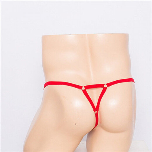 Men's thong one strap sexy transparent pouch gun bullet separation hoop tassel lace physiological underwear men's sex toy white one size
