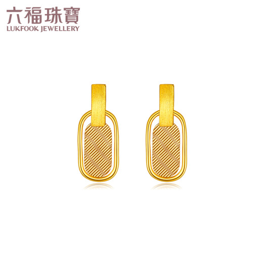 
Liufu Jewelry Light and Shadow Gold Series Foot Gold Geometric Square Ring Gold Earrings Earrings Priced G07TBGE0002 6.60g (including labor cost 1049 yuan) with silicone ear plug