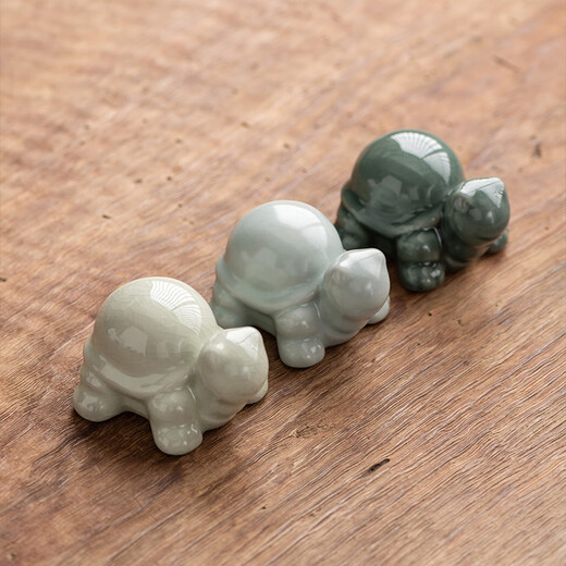 Ruyao Ge Kiln Tea Pet Decoration Tea Play Mini Turtle Split to Raise Cute Ceramic Kung Fu Tea Ceremony Accessories Boutique CJX Plum Green-Ge Kiln Turtle Tea Pet No Specifications