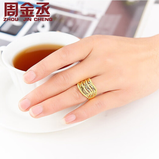 Zhou Jincheng's gold ring for women, pure gold 999 brushed hollow ring, ladies' ring, gold ring for girlfriend and wife, gold weight 6.63g