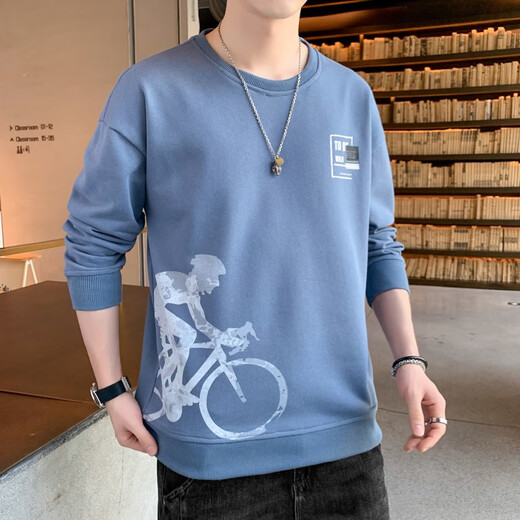 Woodpecker [two-piece] T-shirt men's summer new short-sleeved base shirt men's sweatshirt casual men's spring and autumn top clothes 6909 sea blue + 6908 white XL (recommended 130-150Jin [Jin equals 0.5 kg])