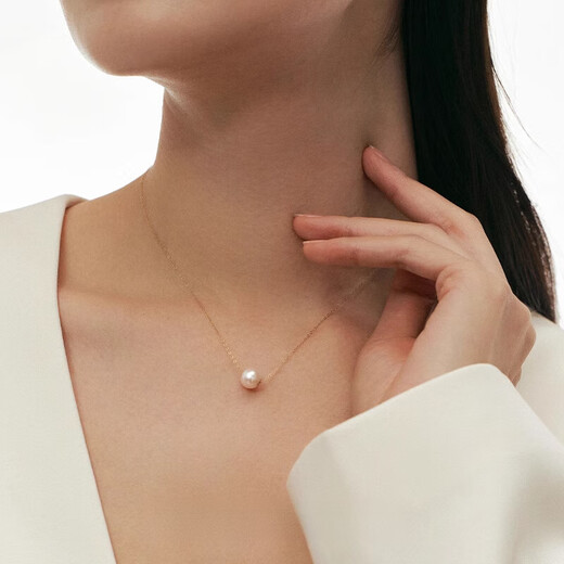 DR-FLVVSakoya Seawater Pearl Passepartout Necklace Hesheng 18K Gold Perfect Round High Light Akoya Natural White Gold 8.5-9mm Freshwater Pearl
