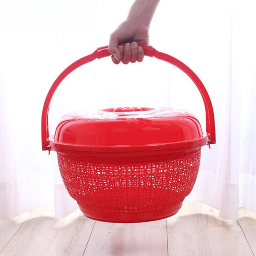 Hank's red basket for weddings, housewarming hand-held basket, worship basket, red wedding basket with lid, red large size