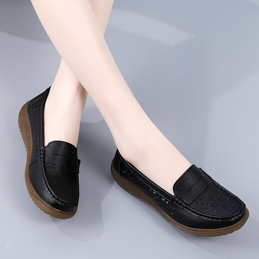 Méisiniao (Meisiniao) Chaussures pour femmes pour les chaussures de mère à la semelle douce Sole Sole Cow-Hide confortable d'âge moyen et de chaussures célibataires âgées non glissantes