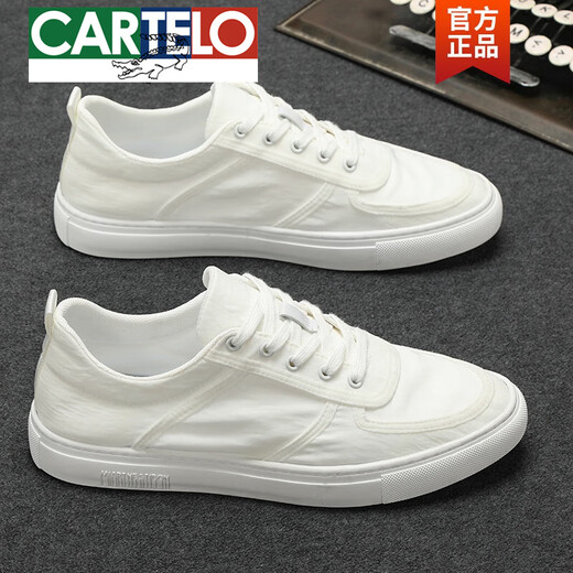 Cartelo Spring Spring Ice Wire Tape Zapatos Hombres 2025 Nuevos zapatos de lienzo Blok Blow Breatable White Zapatos Outumn Lace-Up Casual Shoes White 7102 40
