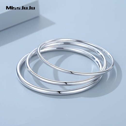 Miss JuJu platinum bracelet women's glossy pt950 platinum ring bracelet semi-solid PT950 inner diameter 60mm weight 9.91 grams thick 2.8mm
