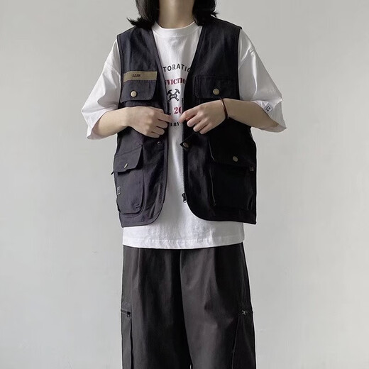 Nasalike Japaner Retro Lose Arbeit Weste Multipocket Outdoor-Funktion männlicher und weiblicher Ami Kaji Camping Taktische Weste B14 [Khaki] xl