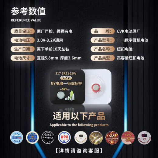 
Quqiwu 3.2v458 001 V5 007 headphone button battery V1 V2 V5 325 345 digital headphone battery 688 698 F1 458 001 007 digital headphone battery Fifty capsules