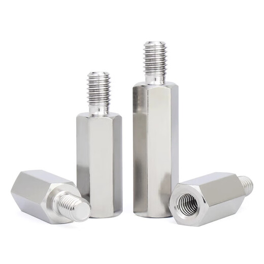 Jinchao 304 stainless steel single-head hexagonal binding post isolation column Yin and Yang stud single-pass support internal and external tooth connection copper column M4*10+6 (10 pieces)