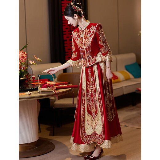 秀禾世家【东方简奢风】秀禾服婚服2025年新款新中式婚纱重工敬酒服礼服女 「新中式」N-596重工款 M