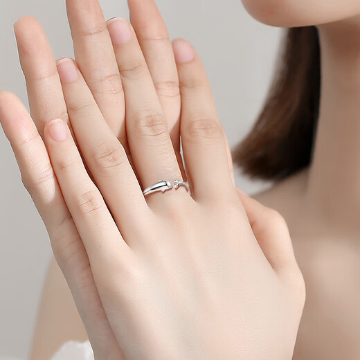 Misu platinum ring for women, PT950 platinum dolphin tail ring, live and adjustable, birthday gift for girlfriend, small size 2.0-2.2g + free engraving