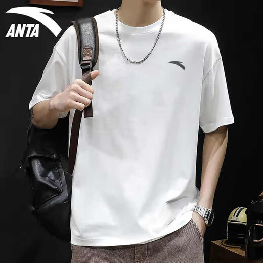 Anta Sports Suit Men's Summer New Ice Silk Derre rapide T-shirt à manches courtes à manches courtes Men Fitness Fitness Running Top Shorts Pure White L