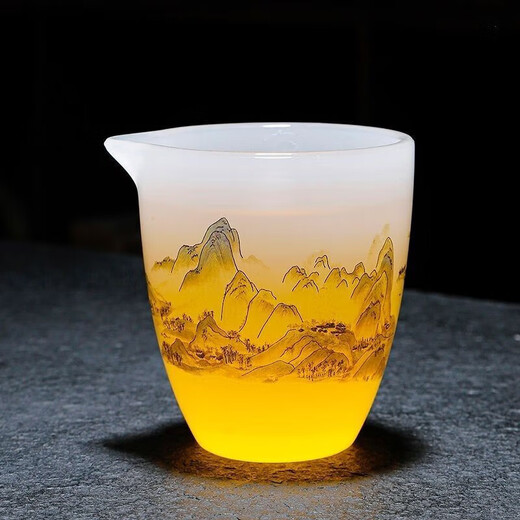 Jingdezhen high-end Qianli Jiangshan light luxury white jade glazed tea set Chinese-style household jade porcelain high-end simple glass tea cup Qianli Jiangshan master cup-white jade