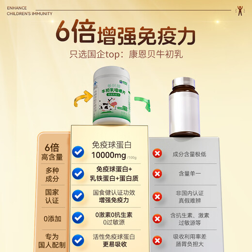 Kangenbei Colostrum comprimés immunoglobulines améliorer l'immunité Les enfants améliorent l'immunité résistance à la lactoferrine