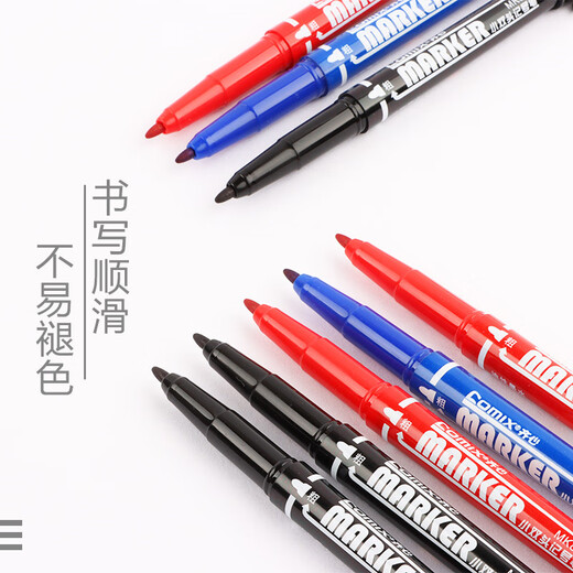 Marcador de doble cabeza Small Double-Head Pen Art Special Black Head Big Pen Marker Oily Marker Marker Línea Pena Drawing Heavy Wating Pen no se desvanece Negro/12 (MK833)