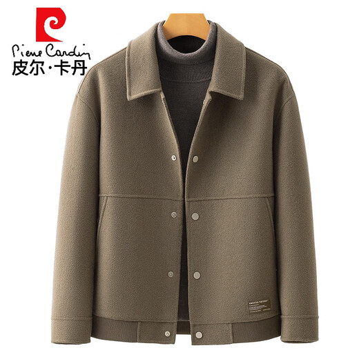 Pierre Cardin Wool Jacket Men's Woolen Coat Short Korean Style Spring and Autumn 2025 New Double-sided Nylon Jacket Men's Gray Green S Weight 110Jin Jin is equal to 0.5 kg or less