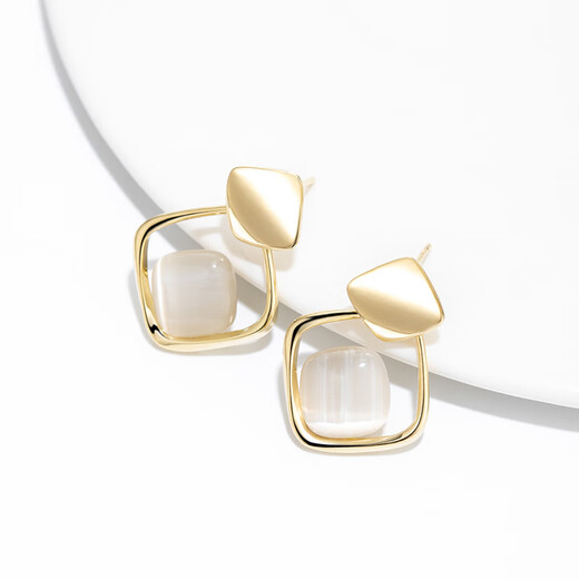 Qlady geometric temperament earrings women's fashion 925 silver needle light luxury earrings birthday gift for girlfriend and wife