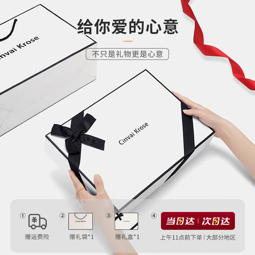 CinvaiKrose autumn and winter scarf women's pure wool 100% warm scarf double-sided shawl boys birthday Christmas gift for girls gray limited gift box packaging