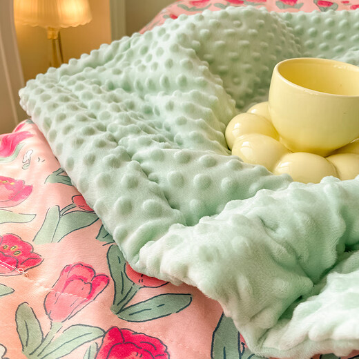 RSRDDY beanie blanket baby blanket baby blanket small quilt summer children air conditioning quilt office nap sofa blanket Rose Rabbit A side cotton + B cotton bean velvet large 200x230cm double summer cool quilt