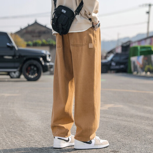Pantalones de trabajo de Boompu American High Street para hombres en la marca de moda de la primavera y verano de otoño en los pantalones de patas rectas de pierna ancha para deportes masculinos y pantalones casuales Militar Green XL [Peso recomendado 120-150 Jin [Jin es igual a 0,5 kg]]]