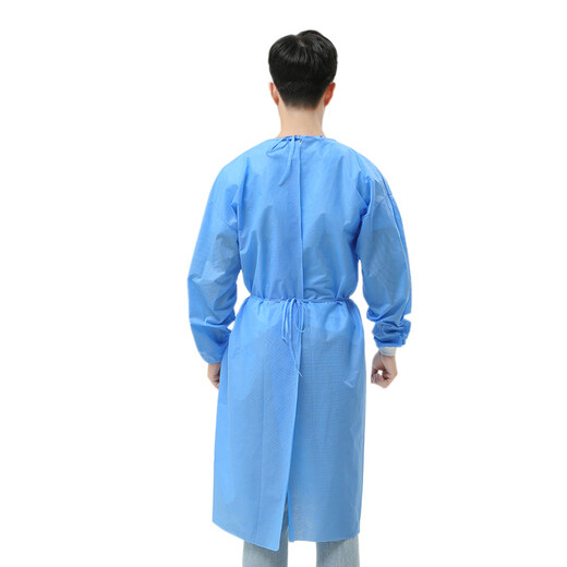 品之德 50件隔离衣一次性防护服隔液防尘反穿衣实验室工作服加厚款45g【50件】