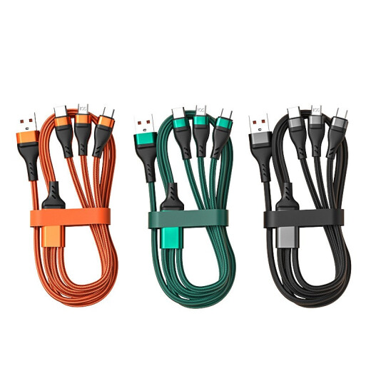 Shan Juxue [Sent on the same day] Data cable three-in-one 6A fast charging 66W Huawei one-to-three charger cable Type-c Android iphone Apple vivo Xiaomi oppo mobile phone car black 1.2m multi-head [Apple Android Type-c super fast charging]