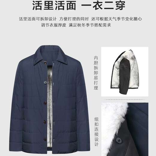 Caeser (Kaiser) Importierter Nerzmantel Herrener Nerzfell Park Nix Fel integrierter Fell Winterjacke Tibeter blau-importiert Nerzfell (Kaninchen-Samthülle) 52/2xl