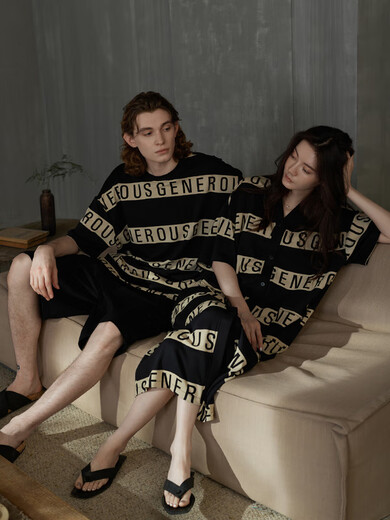 Tonyu (Tongyu) Même langue Couple de pyjamas Summer Modal Cotton Femme de nuit à manches courtes peut être porté sur les combinaisons extérieures des hommes et les vêtements à domicile M3899 XL 175 hommes