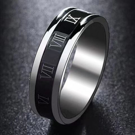 Shui Yunmiao Roman numeral rotating ring for men, trendy and trendy titanium steel ring, men's fashionable ring for boyfriend, Roman numeral rotating ring, size 8