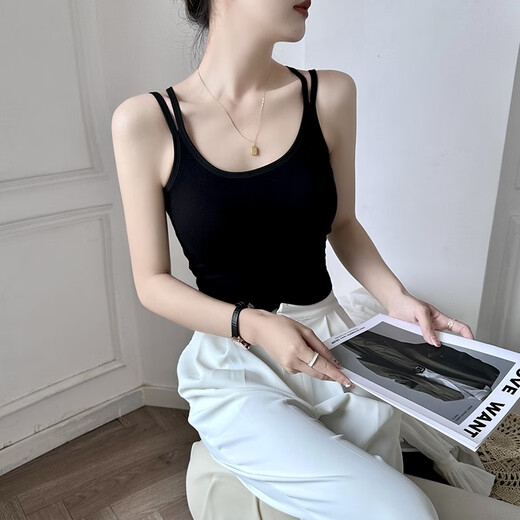 Yu Zhaolins kleiner Hosenträgerweste mit Brustpolstern und trägt einen schönen Rückenbra in Innen- und ärmellose Frühlings- und Sommerbasis -Oberteil schwarz