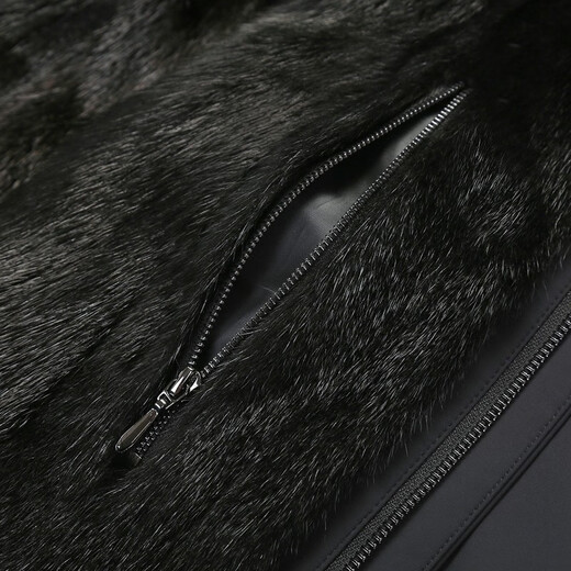 Caniti mink lining men's coat real mink fur one-piece mid-length hooded parka with rex rabbit sleeves middle-aged dad style black XL