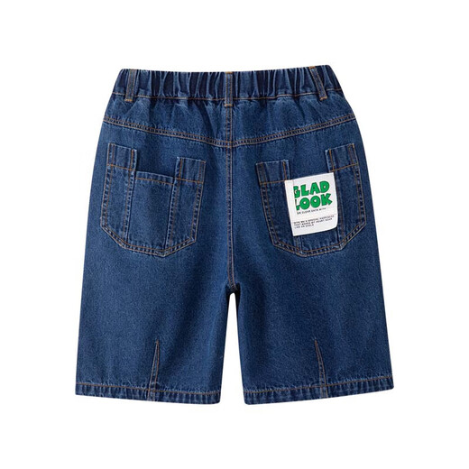 Zuoxi Boys Denim Shorts Pants enfants 2025 Nouveau pantalon d'été à cinq points Couleur de denim foncé 130