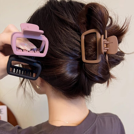 Jay Weiyi Pearl Hairpin Square Small Short Hair Clip Women's New Half-tied Hair Shark Clip Hairpin Headwear BH-FJ111 Black + Coffee 2-piece Set