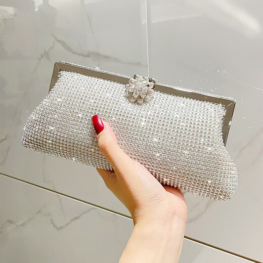 Stopo Clutch Bag for Women's Light Luxury Modern Celebrity Dinner Party Wearing Cheongsam Bag Rhinestone Dress Clutch Party Small Gold Hand Chain + Crossbody Chain