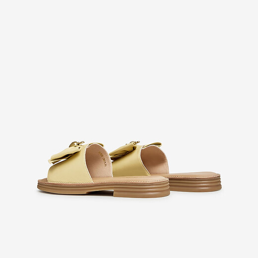 
Heshe (TATA) fairy-style slippers for women wearing flat beach sandals for women 2024 summer new YBE06BT3 yellow 34