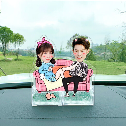 CLCEY car ornaments DIY solar automatic head shaking brand double couple humanoid vertical brand acrylic customization creativity single person 674 [Solar head shaking ornaments]