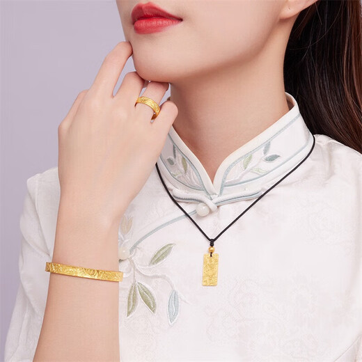 Saphire gold ring for men and women pure gold 999.9 ancient auspicious gold fortune ring open ring about 5.15 grams