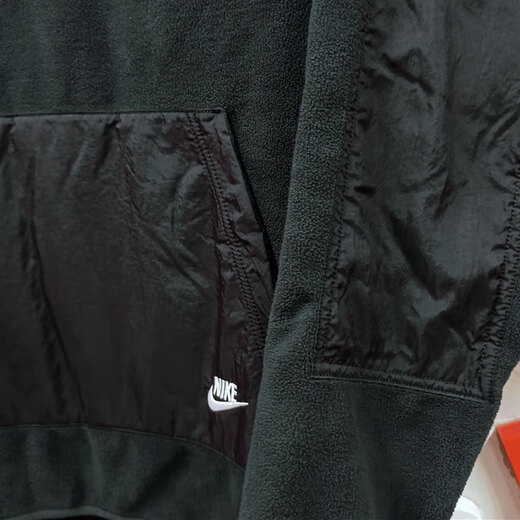 Nike sweatshirt jacket men's winter new fleece sportswear warm casual round neck pullover top DD4855-010/black/inner fleece 2XL/suggested 180-190Jin[Jin equals 0.5 kg]