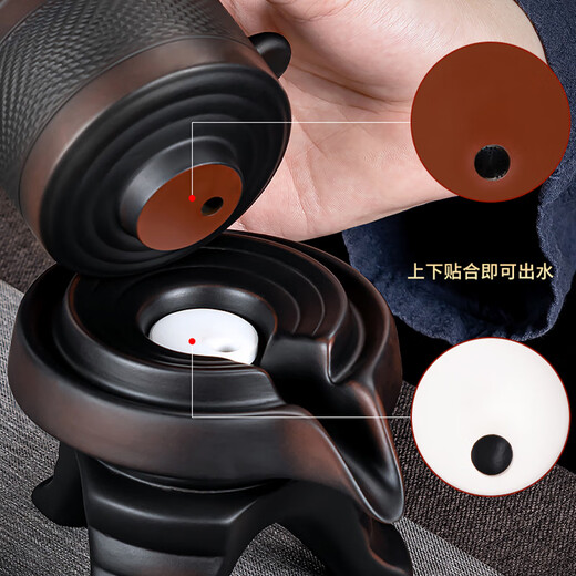 Zhengyang Purple Pottery Automatic Tea Set Office High-end Complete Set Lazy Kung Fu Cup Tea Tray Anti-scalding Teapot Business Gift Purple Pottery Automatic (Jumping Grain) 8 Cups + Tao Can Washable Long Beard Black