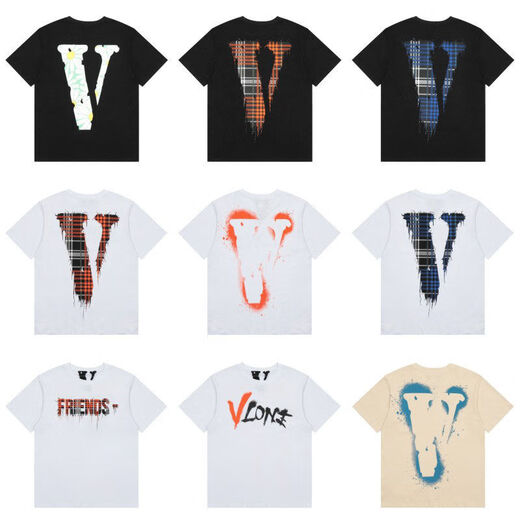 Zhidou Dou American Modemarke Vlon Jerry Big gegen kurzärmelige Nebel High Street Halbärmelige Paar Ins Sommer VTG Style T-Shirt 6187-Blacks-Code empfohlen 90-110jin [Jin gleich 0,5 kg]