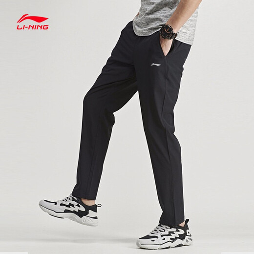 Li ning Herren Sommer 2025 Neue gerade Hose lose atmungsaktive Hosen lässige Schnellrockshose Herbst Standard Schwarz [Straight] 2xl