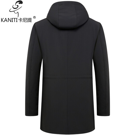 Caniti mink lining men's coat real mink fur one-piece mid-length hooded parka with rex rabbit sleeves middle-aged dad style black XL
