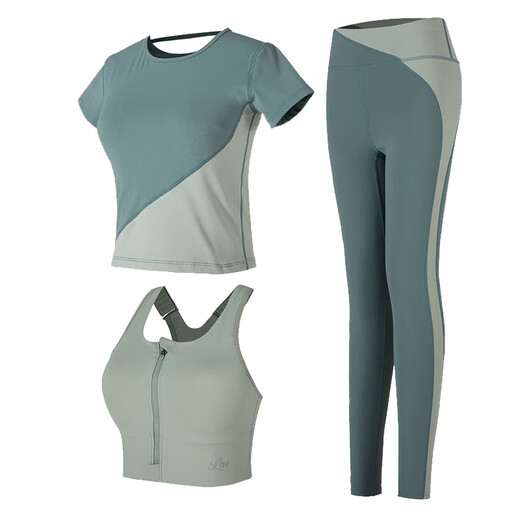 LULU CENTURY Yoga Wear Sports Suit Women's Contrast Color Loose Slim Gym Running Short-Sleeved Pilates Quick-Drying Breathable Suit 4035-Bra Rosewood Red M (95-110Jin Jin equals 0.5kg)