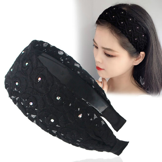 Rongxia hairband wide-brimmed women's non-slip hairpin for going out Korean press hairband for washing face and covering gray hair headband hairpin headband black F43